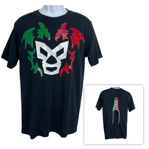 Luchador T Shirt Mens Sz M Black Wrestling Mexican Embroidered Short Sleeve Tee